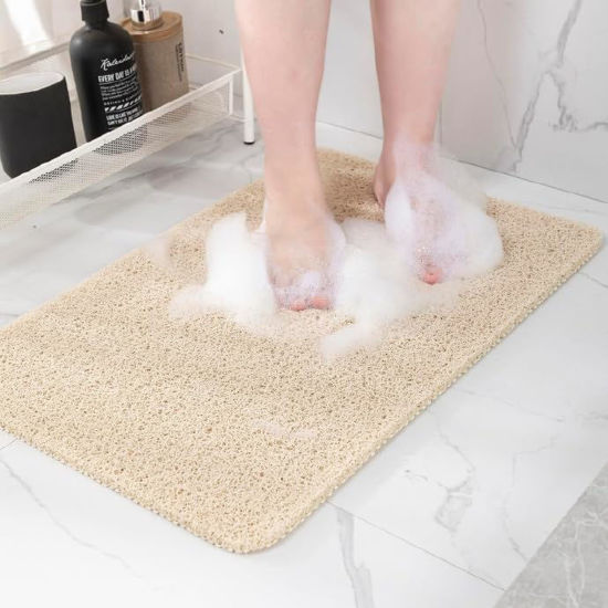 Picture of Hargiis Non-Slip Bathtub Mat, Anti Slip Shower Mat, Fast Drying Bathtub Mats, Foot Scrubber Mat, Anti Slip Mat for Tub, Floor, Bathroom, Kitchen, Home, Hotel (Beige 40"×28")