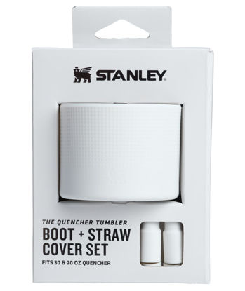 Picture of STANLEY Quencher Boot and Straw Cover Cap | Anti-Slip Silicone Protector for 20 & 30 oz Tumbler with Handle | Accessory Set for Stainless Steel Drinking Cup | Pale Stone