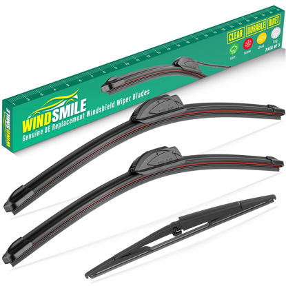 Picture of 21" 21" 14" Windshield Wiper Blades Replacement for Jeep Grand Cherokee 2005 2006 2007 2008 2009 2010 Premium All Weather Front Rear Wipers Set - OEM Quality (Pack of 3)