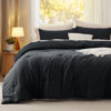 Picture of Bedsure Queen Size Comforter Set, Black Soft Prewashed Bedding for All Seasons, 3 Pieces Warm Down Alternative Bed Set, 1 Lightweight Comforter (90"x90") and 2 Pillowcases (20"x26")