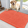 Picture of OLANLY Dog Door Mat for Muddy Paws 36x24, Absorbs Moisture and Dirt, Absorbent Non-Slip Washable Mat, Quick Dry Chenille, Mud Mat for Dogs, Entry Indoor Door Mat for Inside Floor, Coral