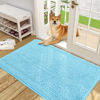 Picture of OLANLY Dog Door Mat for Muddy Paws 48x30, Absorbs Moisture and Dirt, Absorbent Non-Slip Washable Mat, Quick Dry Chenille, Mud Mat for Dogs, Entry Indoor Door Mat for Inside Floor, Blue