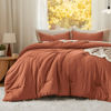 Picture of Bedsure Queen Size Comforter Set, Burnt Orange Soft Prewashed Bedding for All Seasons, 3 Pieces Warm Down Alternative Bed Set, 1 Lightweight Comforter (90"x90") and 2 Pillowcases (20"x26")