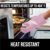 Picture of Gorilla Grip BPA-Free Soft Silicone Oven Mitts, Heat and Slip Resistant Thick Cotton Lined Cooking Mitt Set, Long Flexible Potholders Protect Hands, Kitchen Essential Waterproof Gloves, 12.5" Pink