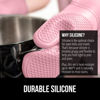 Picture of Gorilla Grip BPA-Free Soft Silicone Oven Mitts and Potholder Set of 4, Heat Resistant Hot Pads, Thick Cotton Lined Cooking Mitt, Long Gloves Protect Hands, Kitchen Waterproof Trivet Mats, 12.5" Pink