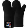 Picture of Gorilla Grip BPA-Free Soft Silicone Oven Mitts, Heat Resistant Thick Cotton Lined Cooking Mitt Set, 14.5" Extra Long Flexible Potholders Protect Hands, Kitchen Essential Waterproof Gloves, Black