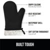Picture of Gorilla Grip BPA-Free Soft Silicone Oven Mitts, Heat Resistant Thick Cotton Lined Cooking Mitt Set, 14.5" Extra Long Flexible Potholders Protect Hands, Kitchen Essential Waterproof Gloves, Black