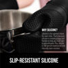 Picture of Gorilla Grip BPA-Free Soft Silicone Oven Mitts, Heat Resistant Thick Cotton Lined Cooking Mitt Set, 14.5" Extra Long Flexible Potholders Protect Hands, Kitchen Essential Waterproof Gloves, Black