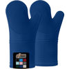 Picture of Gorilla Grip BPA-Free Soft Silicone Oven Mitts, Heat Resistant Thick Cotton Lined Cooking Mitt Set, 14.5" Extra Long Flexible Potholders Protect Hands, Kitchen Essential Waterproof Gloves, Blue