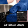 Picture of Gorilla Grip BPA-Free Soft Silicone Oven Mitts, Heat Resistant Thick Cotton Lined Cooking Mitt Set, 14.5" Extra Long Flexible Potholders Protect Hands, Kitchen Essential Waterproof Gloves, Blue