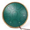 Picture of Steel Tongue Drum 14 Inch 15 Notes, Tongue Drum C Major, Steel Drums for Adults, Hang Drum Instrument, Hand Pan Drum with Music Book, Handpan Mallets, Carry Bag, C Major, Green