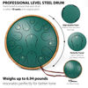 Picture of Steel Tongue Drum 14 Inch 15 Notes, Tongue Drum C Major, Steel Drums for Adults, Hang Drum Instrument, Hand Pan Drum with Music Book, Handpan Mallets, Carry Bag, C Major, Green
