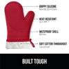 Picture of Gorilla Grip BPA-Free Soft Silicone Oven Mitts, Heat Resistant Thick Cotton Lined Cooking Mitt Set, 14.5" Extra Long Flexible Potholders Protect Hands, Kitchen Essential Waterproof Gloves, Red