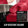 Picture of Gorilla Grip BPA-Free Soft Silicone Oven Mitts, Heat Resistant Thick Cotton Lined Cooking Mitt Set, 14.5" Extra Long Flexible Potholders Protect Hands, Kitchen Essential Waterproof Gloves, Red