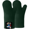 Picture of Gorilla Grip BPA-Free Soft SIlicone Oven Mitts, Heat Resistant Thick Cotton Lined Cooking Mitt Set, 14.5" Extra Long Flexible Potholders Protect Hands, Kitchen Essential Waterproof Gloves Hunter Green