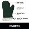 Picture of Gorilla Grip BPA-Free Soft SIlicone Oven Mitts, Heat Resistant Thick Cotton Lined Cooking Mitt Set, 14.5" Extra Long Flexible Potholders Protect Hands, Kitchen Essential Waterproof Gloves Hunter Green