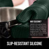 Picture of Gorilla Grip BPA-Free Soft SIlicone Oven Mitts, Heat Resistant Thick Cotton Lined Cooking Mitt Set, 14.5" Extra Long Flexible Potholders Protect Hands, Kitchen Essential Waterproof Gloves Hunter Green