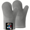 Picture of Gorilla Grip BPA-Free Soft Silicone Oven Mitts, Heat and Slip Resistant Thick Cotton Lined Cooking Mitt Set, Long Flexible Potholders Protect Hands, Kitchen Essential Waterproof Gloves, 12.5" Gray