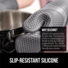 Picture of Gorilla Grip BPA-Free Soft Silicone Oven Mitts, Heat and Slip Resistant Thick Cotton Lined Cooking Mitt Set, Long Flexible Potholders Protect Hands, Kitchen Essential Waterproof Gloves, 12.5" Gray