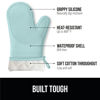 Picture of Gorilla Grip BPA-Free Soft Silicone Oven Mitts, Heat Resistant Thick Cotton Lined Cooking Mitt Set, 14.5" Extra Long Flexible Potholders Protect Hands, Kitchen Essential Waterproof Gloves, Mint