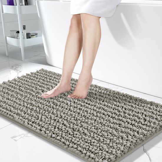 Picture of Yimobra Long Bathroom Rug Mat, 44 X 24, Non Slip Soft Absorbent Water, Machine Washable Quick Dry, Thick Modern Bathroom Bedroom, Bath Mat for Bathroom Floor, Home Decor Accessories, Sand