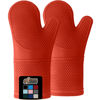 Picture of Gorilla Grip BPA-Free Soft Silicone Oven Mitts, Heat Resistant Thick Cotton Lined Cooking Mitt Set, 14.5" Extra Long Flexible Potholders Protect Hands, Kitchen Essential Waterproof Gloves, Coral