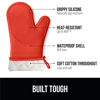 Picture of Gorilla Grip BPA-Free Soft Silicone Oven Mitts, Heat Resistant Thick Cotton Lined Cooking Mitt Set, 14.5" Extra Long Flexible Potholders Protect Hands, Kitchen Essential Waterproof Gloves, Coral
