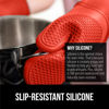 Picture of Gorilla Grip BPA-Free Soft Silicone Oven Mitts, Heat Resistant Thick Cotton Lined Cooking Mitt Set, 14.5" Extra Long Flexible Potholders Protect Hands, Kitchen Essential Waterproof Gloves, Coral