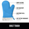 Picture of Gorilla Grip BPA-Free Soft Silicone Oven Mitts, Heat and Slip Resistant Thick Cotton Lined Cooking Mitt Set, Long Flexible Potholders Protect Hands, Kitchen Essential Waterproof Gloves, 12.5" Aqua