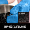 Picture of Gorilla Grip BPA-Free Soft Silicone Oven Mitts, Heat and Slip Resistant Thick Cotton Lined Cooking Mitt Set, Long Flexible Potholders Protect Hands, Kitchen Essential Waterproof Gloves, 12.5" Aqua