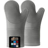 Picture of Gorilla Grip BPA-Free Soft Silicone Oven Mitts, Heat Resistant Thick Cotton Lined Cooking Mitt Set, 14.5" Extra Long Flexible Potholders Protect Hands, Kitchen Essential Waterproof Gloves, Gray