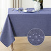 Picture of Veblandy Rectangle Tablecloth Linen Textured Waterproof & Stain Resistant Table Cloth Wrinkle Free Decorative Fabric Farmhouse Table Cover for Dining/Party/Buffet/Wedding, 52 x 70 Inch, Demin Blue