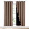 Picture of NICETOWN Living Room Completely Shaded Draperies, Privacy Protection & Noise Reducing Ring Top Drapes, Black Lined Insulated Window Treatment Curtain Panels(Cappuccino, 2 Pieces, W52 x L72)