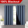 Picture of NICETOWN 100% Blackout Curtains with Black Liners, Thermal Insulated Full Blackout 2-Layer Lined Drapes, Energy Efficiency Window Draperies for Boy's Room (Stone Blue, 2 Panels, 52-inch by 45-inch)