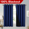 Picture of NICETOWN 100% Blackout Curtains with Black Liners, Thermal Insulated 2-Layer Lined Drapes, Energy Efficiency Small Window Draperies for Dining Room (Dark Blue, 2 Panels, 52 inches W by 54 inches L)
