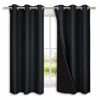 Picture of NICETOWN Complete 100% Blackout Curtain Set, Thermal Insulated & Energy Efficiency Window Draperies with Black Liner, Noise Reducing Short Curtains for Kids Room (Black, 42"W by 63"L, Double Panels)