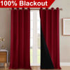 Picture of NICETOWN Cold Blocking 100% Blackout Curtains, Durable and Soft Black Lined Blackout Drapes, Energy Saving Decoration for Patio Sliding Glass Door, Burgundy, 52-inch x 108 inches, 2 PCs