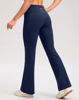 Picture of SANTINY Fleece Lined Flare Leggings Women 28.5/30.5/32 Water Resistant Winter Bell Bottom Hiking Yoga Pants with Pockets（Navy_28.5L）