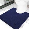 Picture of Smiry Luxury Chenille Toilet Rugs U-Shaped 20''x20'', Soft Absorbent Non-Slip Contoured Rugs, Machine Washable Contour Bath Mats for Bathroom Toilet, Navy Blue
