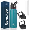 Picture of Konokyo 22oz Stainless Steel Bottles with 3 Lids Sport Insulated Water Bottle,Light Blue