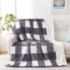 Picture of PU MEI Sherpa Blanket Fleece Throw Blanket Full Queen Plaid Thick Bed Blanket, Soft Warm Cozy Throw Blanket Dark Grey Checkered Throw Blanket 80"*90"