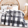 Picture of PU MEI Sherpa Blanket Fleece Throw Blanket Full Queen Plaid Thick Bed Blanket, Soft Warm Cozy Throw Blanket Dark Grey Checkered Throw Blanket 80"*90"