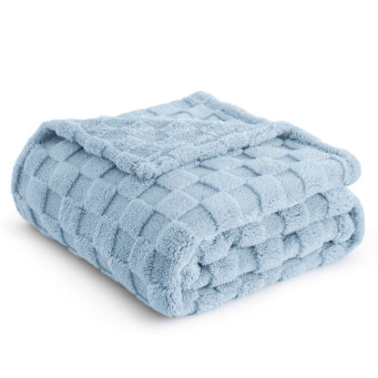 Picture of Bedsure Sea Blue Fleece Blanket for Couch - Super Soft Cozy Twin Blankets for Women, Cute Small Throws for Girls, 60x80 Inches