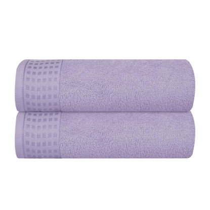 Picture of GLAMBURG 100% Cotton 2 Pack Oversized Bath Towel Set 28x55 Inches, Ultra Soft Highly Absorbant Compact Quickdry & Lightweight Large Bath Towels, Ideal for Gym Travel Camp Pool - Purple