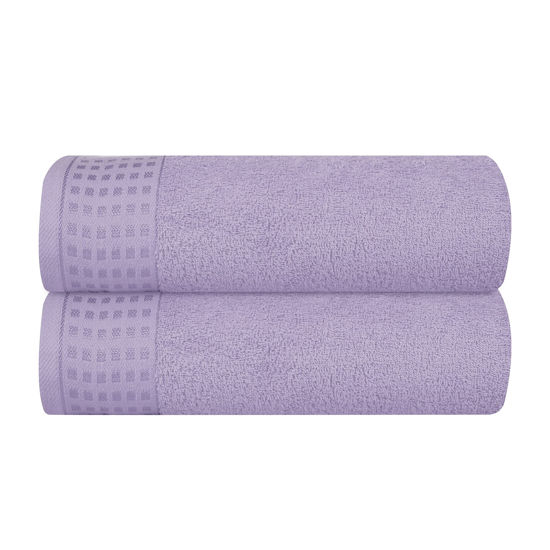 Picture of GLAMBURG 100% Cotton 2 Pack Oversized Bath Towel Set 28x55 Inches, Ultra Soft Highly Absorbant Compact Quickdry & Lightweight Large Bath Towels, Ideal for Gym Travel Camp Pool - Purple