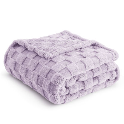 Picture of Bedsure Lavender Fog Fleece Blanket for Couch - Super Soft Cozy Twin Blankets for Women, Cute Small Throws for Girls, 60x80 Inches