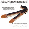 Picture of Nefelibata Guitar Strap, Cotton Full Grain Leather Ends Guitar Straps with Pick Pocket for Bass, Electric & Acoustic Guitar, Come with Free Strap Button, 1 Pair Strap Locks and 4 Guitar Picks
