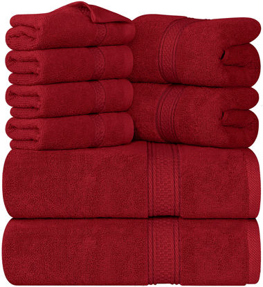 Picture of Utopia Towels 8-Piece Premium Towel Set, 2 Bath Towels, 2 Hand Towels, and 4 Wash Cloths, 600 GSM 100% Ring Spun Cotton Highly Absorbent Towels for Bathroom, Gym, Hotel, and Spa (Red)