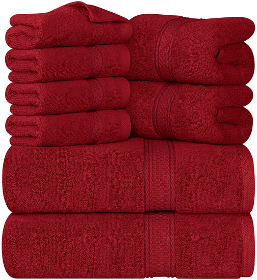 Picture of Utopia Towels 8-Piece Premium Towel Set, 2 Bath Towels, 2 Hand Towels, and 4 Wash Cloths, 600 GSM 100% Ring Spun Cotton Highly Absorbent Towels for Bathroom, Gym, Hotel, and Spa (Red)