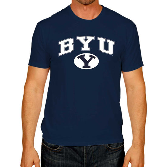 Picture of Campus Colors NCAA Adult Gameday Cotton T-Shirt - Premium Quality - Semi-Fitted Style - Officially Licensed Product (BYU Cougars - Navy, Large)